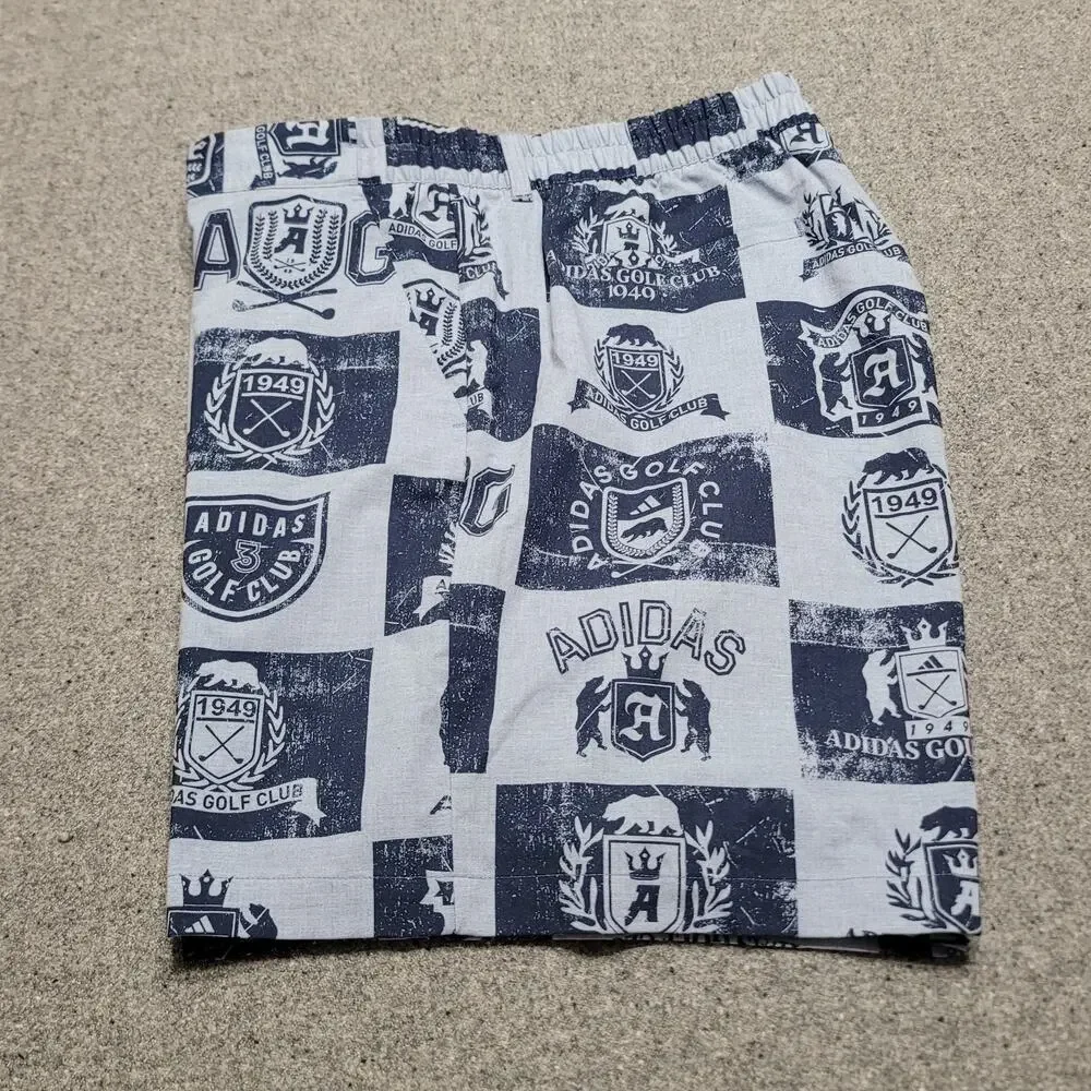Adidas Golf Shorts Men 2XL XXL Blue Printed Shorts Sports Performance AOP Preppy